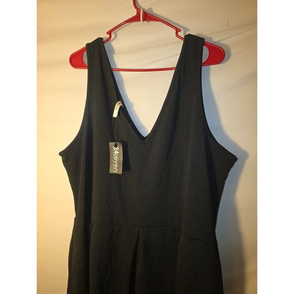 NWT New 24seven Womens Fit Flare Black Dress Sleeveless VNeck Plus SIze 3X - Picture 2 of 3